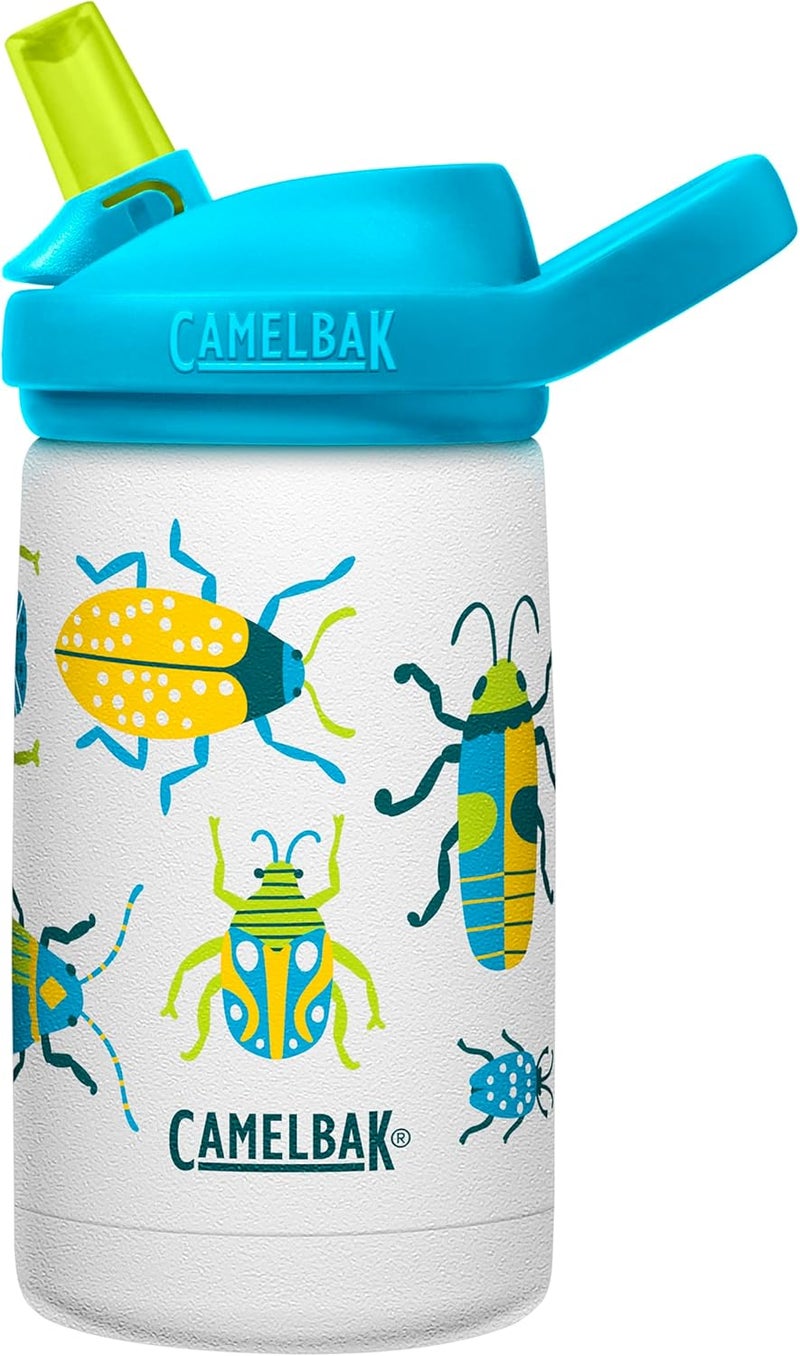 CAMELBAK Eddy+ Kids Bite Valve Straw Insulated Stainless Steel Water Bottle Bugs, 12oz - Image 1